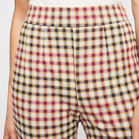 Free People Gingham Plaid Retro Preppy Twee Skinny High Waisted Pants 28 - Picture 3 of 9